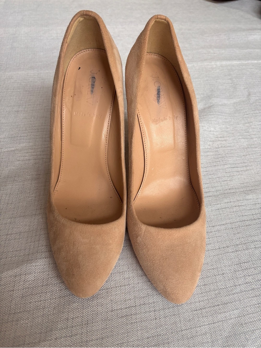 J. Crew Tan Suede Pointed-Toe Heels